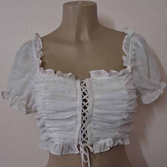 iris Tops - IRIS | Womens Corset Top Small Crop Puff Sleeves Cottagecore Castlecore Fairy